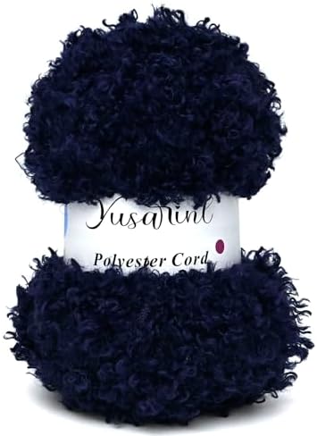 (32 Colors Available) Yusarinl Teddy Bear Yarn,Fuzzy Yarn for Crochet Polyester Plush Fur for Crafts Fluffy Fuzzy for Knitting(3.35 oz, 40 yds)-Navy Blue
