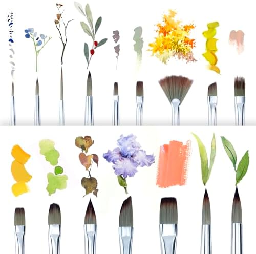 Transon 16 pcs Artist Paint Brush Set Versatile for Acrylic Painting Watercolor Painting Gouache Painting