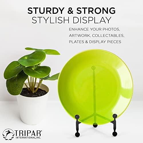 TRIPAR Modern Tripod Easel Display, Black Finish, Lightweight & Durable Design, Perfect for Displaying Pictures, Artwork, Plates, Tiles, & More, 8 Inch