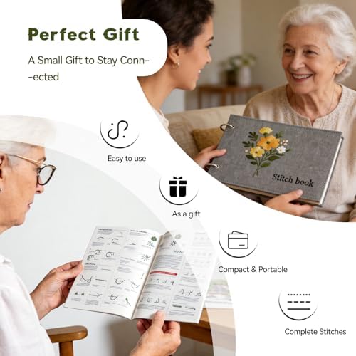 RONOSEN 2026 Upgraded DIY Embroidery Stitch Book Kit with Sewing Cloth & Complete Tools, Portable All-in-One Hand Embroidery Kit for Adults & DIY Craft Lovers