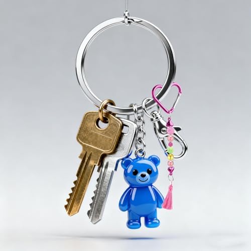 Beadable Keychain Colorful Heart/Triangle Shaped Blank Bar with Snap Hook for DIY Craft Making Kit