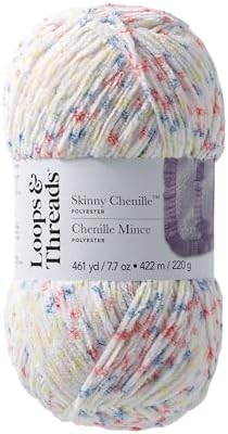 Loops & Threads Skinny Chenille Multi Yarn - Yarn for Knitting, Crochet, Weaving, and Arts & Crafts - Toucan Multi, Polyester, 7.7 oz