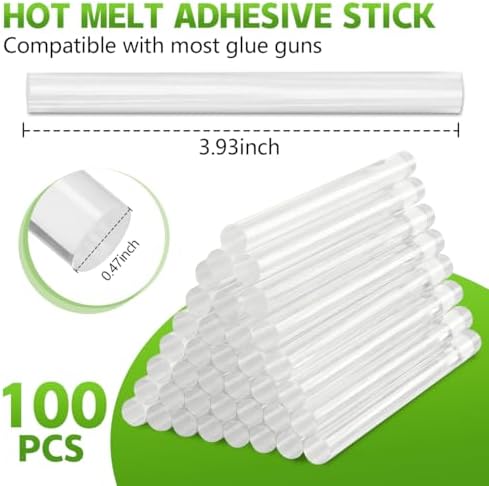 KISEER 100 Pack Clear 0.43 x 4 Inch Full Size Hot Glue Sticks Universal Fit Glue Gun for Bond Wood Plastic Fabric Foam DIY Craft Projects Home Decorations and Sealing
