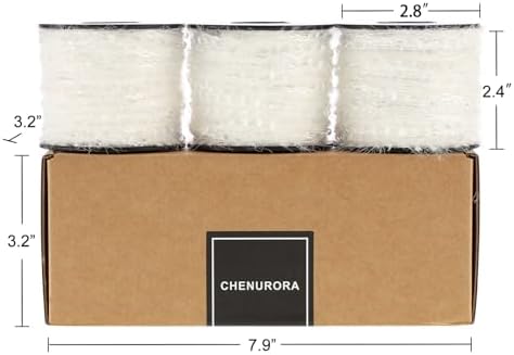 Artisanal Yarn Collection Multifiber Fancy Yarn for Knitting Crocheting Crafts DIY, Set of 3 Rolls (White with Transparent Beads)
