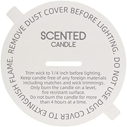 CandMak Candle Dust Covers, 160pcs Printed White Matte Candle Dust Lid with Pull Tab for Candle Making (2.875")