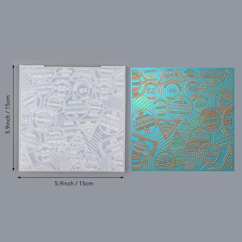 BAOFALI 3D Embossing Folder for Card Making,Postmark Background Plastic Texture Fades Embossing Folder Template for Scrapbooking Cardstock Album DIY Decoration Paper Crafting 5.9x5.9inch