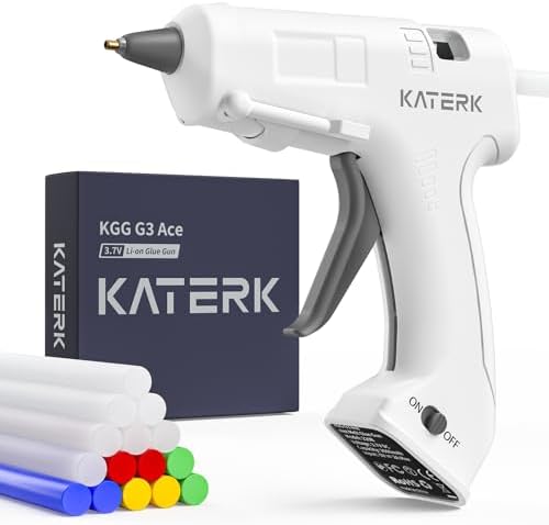Katerk 3.7V Cordless Hot Glue Gun Kit with 15 Glue Sticks, 90s Fast Heating