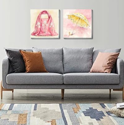 Canrichshop 4 Pack Paint by Number Beginner with Frame,Pink Adult Paint by Number Kits on Canvas, DIY Number Painting for Adults for Decor 8X 8 inch