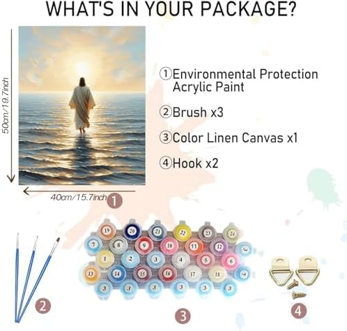 MBNTJHT Jesus Paint by Numbers Kit for Adults,Christian Painting by Number Kits on Canvas with Brushes,DIY Oil Painting by Numbers for Home Wall Decor 16X20 Inch.