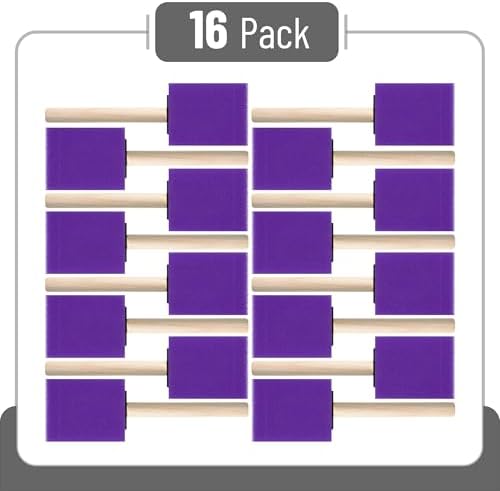 Bates- Foam Paint Brushes, 2", 16 Pack, Violet Sponge Brushes for Painting, Staining