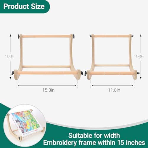 Airo Adjustable Embroidery Table Stand,with 2 Size Rods (11.8" & 15.3"), Cross Stitch Holder for Hand Work & Lap Stitching with Both Hands Free
