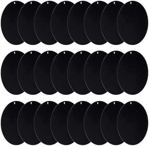 PATIKIL Acrylic Circle Blanks 3 Inch, 24 Pack Round Clear Disc Ornaments with Hole for DIY Keychain Project Crafting, Black