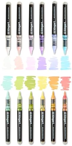 KINGART Acrylic Paint Markers Brush Tip, 12 Pastel Colors. Water-based, no-bleed, waterproof pens with automatic ink control for rock, egg, wood, fabric, glass & DIY crafts