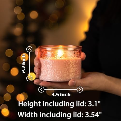 10 oz Pink Mandala Glass Candle Jars with Bamboo Lids, 9 Pack