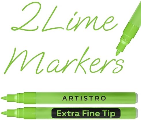 ARTISTRO Light Green Acrylic Paint Markers - 0.7mm Extra Fine-Tip - 2 Set