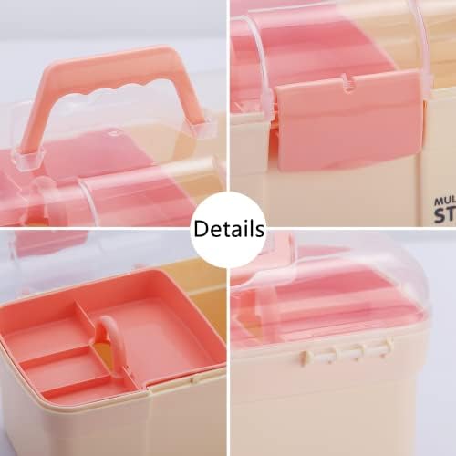 Kinsorcai 11'' Plastic Storage Box with Removable Tray, Multipurpose Organizer for Sewing, Art & Craft, Cosmetic (White)