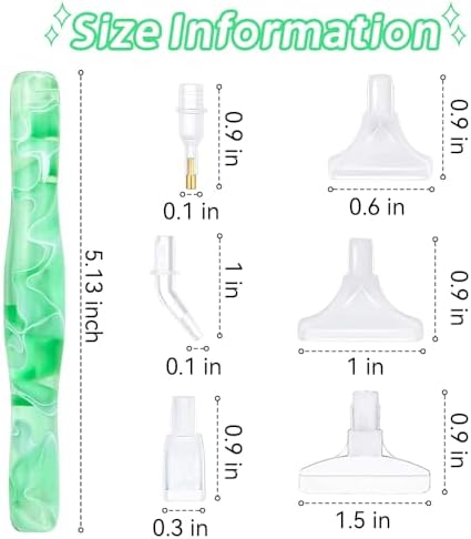 RaySoar Diamond Painting Art Drilling Dot Pen with Tips Nibs Placers Tool Accessories for Adults, Gem Rhinestone Picker Stylus Lt Green