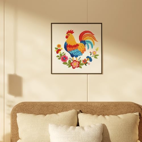 Nuberlic Embroidery Kit for Beginners, Rooster Needlepoint kit