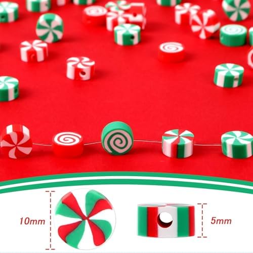 300Pcs Christmas Candy Polymer Clay Beads for Jewelry Making