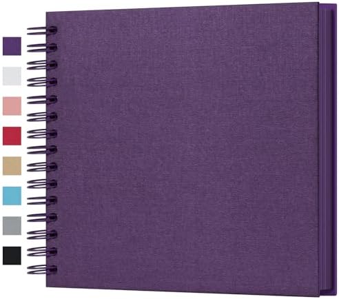 potricher 8 x 8 Inch DIY Scrapbook Album 80 Pages with Kraft Paper, Purple | Thick Kraft Paper Scrap Book Photo Albums, Memory Book for Wedding, Anniversary, Baby, Family, Travel, DIY Projects