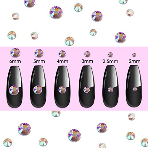 Canvalite 1500PCS Rhinestones Flat Back Gems, Nail Rhinestones Nail Art Gems with Pick Up Tweezers and Rhinestone Picker Dotting Pen, Nail Art Tools for Nails, Clothes, Face, Craft