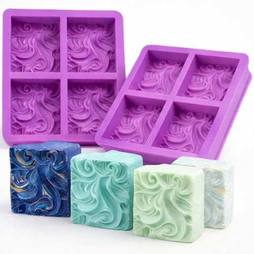 2Pack Ocean Wave Silicone Soap Mold Square Waves Soap Mold Sea Wave Silicone Molds Waves Handmade Soap Mould Candle Mold for Wax Soap Candle Lotion Bath Bombs Resin IceCube Cake Chocolate Candy Pastry