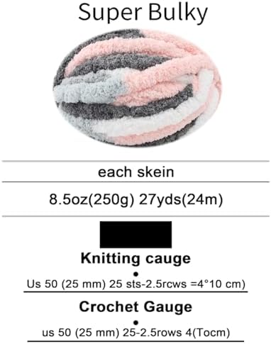 Chunky Yarn for Hand Knitting, No7 Thick Yarn, 250Grams 32Yards, Pack of 4, Perfect for Knitters and Crafters (Kitten)
