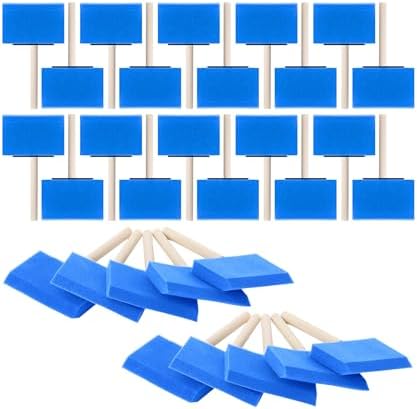 Bates- Foam Paint Brushes, 4 Inch, 25 Pack, Blue Foam Brushes for Painting with Lightweight Wooden Handles
