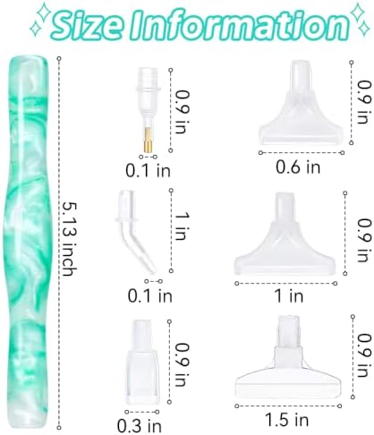 RaySoar Diamond Painting Art Drilling Dot Pen with Tips Nibs Placers Tool Accessories for Adults, Gem Rhinestone Picker Stylus Green White