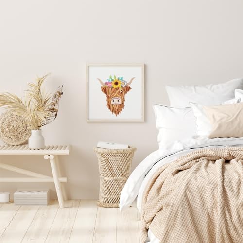 Louise Maelys 3 Pack Highland Cow Embroidery Kit for Beginners Floral Art