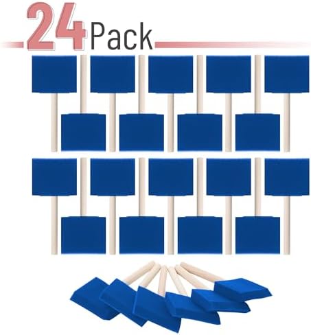 Bates 3-Inch Foam Paint Brushes, 24 Pack, Blue - for Painting and Staining