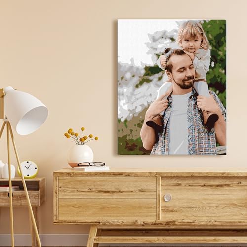 Dazella Custom Father's Day Gifts,Paint by Number from Photo,Personalized Dad Gifts for Dad from Son Daughter Unique,DIY Canvas Paint by Numbers for Beginners
