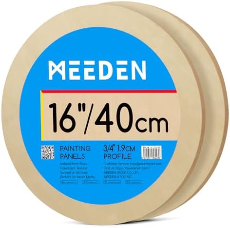 MEEDEN Round Wood Canvas Panels: 16" Dia Wooden Canvas Panel Pack of 2