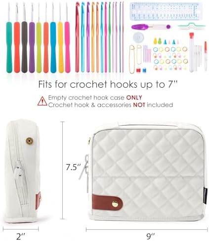 MYBAGZING Empty Crochet Hook Case - Stand Up Organizer with 30 Slots for Hooks & Needles, Crochet Accessories Kit for Lovers & Beginners