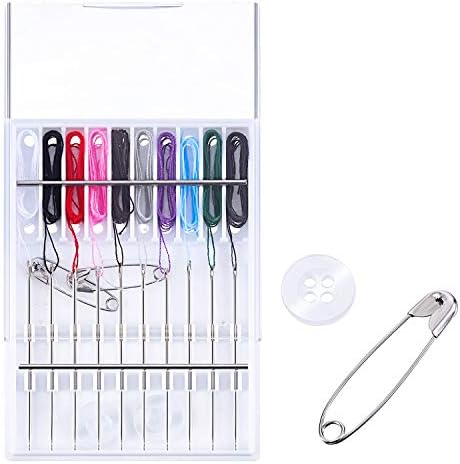 Hestya Pre Threaded Needles Hand Sewing Quick Fix, Mixed Color