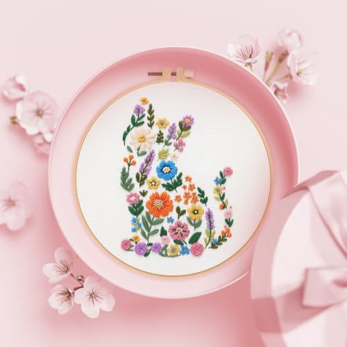 Nuberlic Embroidery Kit for Beginner,Floral Embroidery Practice Kit