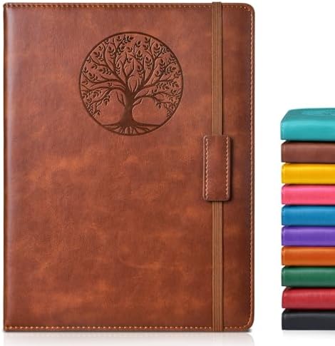 Biuwory B5 Leather Journal Notebook, 256 Lined Pages, Hardcover 7.8"×10.2" | Large Vintage Journal for Women Men,Work,School,Business,Travel Diary,Note taking,College Ruled Writing,Daily Journaling