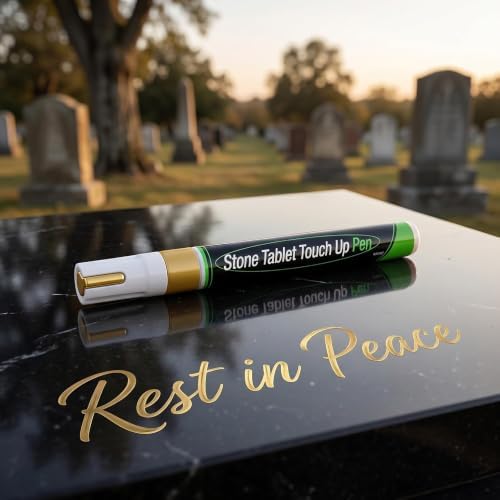 Tombstone Marker Pens Weatherproof Quick-Dry Oil-Based Fine Tip for Restoring Faded Inscriptions on Grave Stones Granite Surfaces (4Color Hard pen tip)