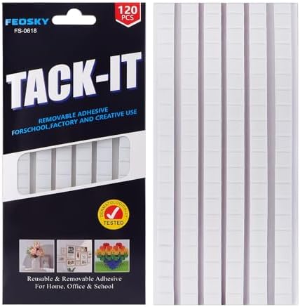 Feosky Adhesive Poster Sticky Tack Putty, Reusable and Removable Adhesive Putty, 120PCS, Mounting Putty for displaying Wall Paintings, Museum Art Photography, Picture, Crafts (White, Pack of 1)