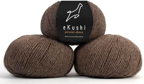 100% Baby Alpaca Yarn for Knitting & Crocheting - Set of 3 Skeins of Premium Yarn DK - Lightweight, Hypoallergenic & Thermal Peru Made - Ideal for Delicate Projects (N021 - Chestnut Brown)