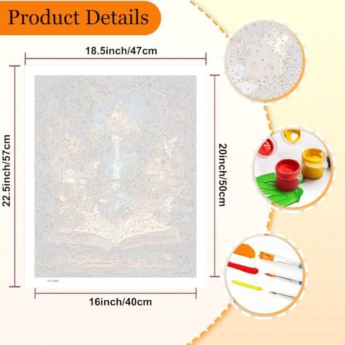 Magic Paint by Numbers Kit for Adults, Book Adult Paint by Number 16x20 in | Castle Canvas Paint by Numbers for Adults for Home Wall Decor Gifts,DIY Acrylic Oil Painting Pre Drawn Canvas Stress Relief