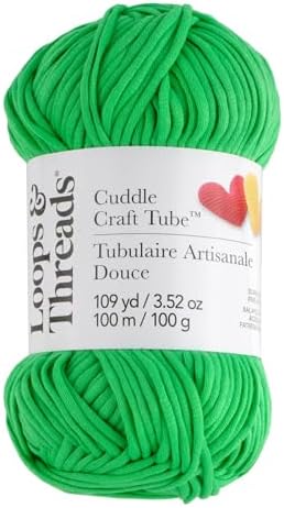Loops & Threads Cuddle Craft Tube Yarn – Medium (4) Cotton Nylon Blend, Soft Tube Yarn for Knitting, Crochet & Crafts, Ideal for Apparel, Accessories & Decor, 109 yd / 3.52 oz Skein, 8 Pack