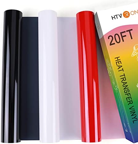HTVRONT Heat Transfer Vinyl Red Black and White HTV Rolls, 12" x 20ft