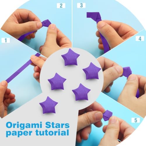 FoDau770 Solid Color Star Paper Strips - 360 Sheet, Dark Purple