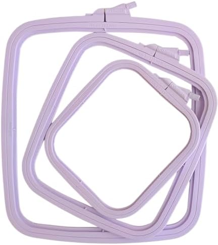 Nurge Square Embroidery Hoop - Plastic Cross Stitch Frame for Needlepoint & Embroidery - Adjustable Craft Hoop - Lilac - Set of 3