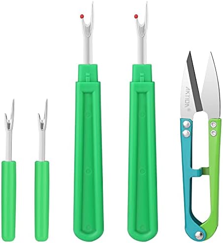 CampTek Seam Ripper and Thread Remover Kit,2 Big and 2 Small Sewing Stitch Cutter,1 Unpicker and 1 Sewing Trimming Scissor Nipper Tool for Thread Remove(Green)