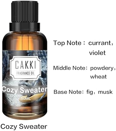 Essential Oils for Diffusers for Home, Scent-Cozy Sweater, Single Large Size 50ml, Cakki Fragrance Oils, for Candle Making, for Soap Making, Diffuser Oil Scents