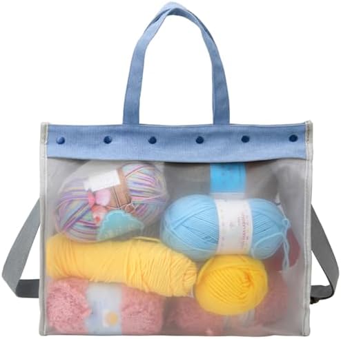Knitting Bag Large Yarn Storage Organizer,Yarn Bags for Crocheting,Crochet Storage Bags for Crochet Hooks,Knitting Needles,Knit Bags Ideal Knitting & Crochet Gift(Grey)