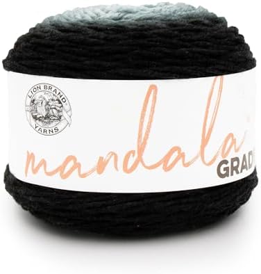 Lion Brand Yarn, Mandala Gradient Variegated Yarn, Black, 1 Pack