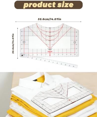 T Shirt Ruler Guide for Heat Press & Vinyl, Transparent PVC Shirt Measurement Tool to Center Designs on HTV & Sublimation Blanks, Craft Sewing Supplies and Accessories